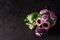 Typical Mexican skull with flowers painted on black background. Dia de los muertos.