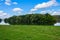 Typical Moldovan landscape of a green agrarian country Republic of Moldova. Background with copy space