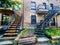 Typical Montreal neighborhood street with staircases