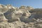 Typical moonlike rocks at Sarakiniko Beach in  Milos island, Greece
