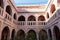 Typical moroccan accommodation in blue town Chefchaouen, Morocco, Africa View of a traditional Riad house Islamic indoor.