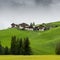 Typical mountain houses on a hill in Alto Adige / South Tyrol, Italy