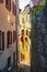 Typical narrow street in historic city of Piran, Slovenia