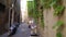 Typical narrow street in Rome Italy