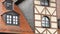 Typical national German houses in the city of Furth in style of fachwerk or half-timbered.