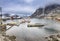 Typical Norwegian Harbour Seascape View at Toppoya and Hamnoy Islands of Lofoten