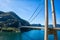 Typical Norwegian view of the bridge across the fjord. Colorful