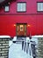 Typical norwegian wooden house with a christmas decoration.