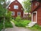 Typical old red timber houses. Linkoping. Sweden