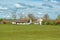 Typical old salas in Vojvodina, a traditional type of property in the Pannonian Plain region, with family house and agricultural