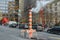 Typical Orange Steam Pipe in the Middle of the Road in Financial District, Manhattan, New York City