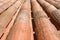 Typical ornament terracotta red tiles roofs on the Canary Islands