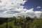 Typical panoramic view of the Allgaeu at Eisenberg and Hohenfreyburg ruins