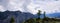 Typical panoramic view in the Austrian Alps with mountains and fir trees - Mount Loser Altaussee