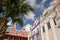 Typical pink, purple & red pastel painted architecture of Aruba, Curacao & Bonaire, Caribbean