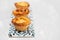 typical portugese egg tart pastel de nata on ceramic background