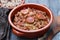Typical portuguese dish beans with meat, vegetables and smoked sausages Feijoada