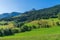 Typical Pyrenean landscape in the Aure valley. amazing view on the mountains