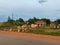 Typical roadside market stalls, selling loofahs, in a rural village