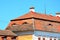 Typical roof (eyes) in an old saxon village Avrig, Sibiu, Transylvania