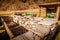 Typical roof stone construction storage in a beautiful mountain landscape