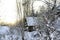 Typical russian abandoned snow-covered village in winter day