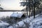 Typical russian abandoned snow-covered village in winter day