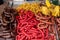 Typical sausages of Colombian food for sale in a local market in a town in Colombia.