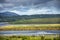 Typical Scottish colorful countryside, with lochs, moors, hills and dramatic weather