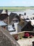 Typical slate roofs of houses from Mont Saint Michel