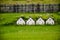 Typical small Icelandic houses or cabins with made miniature on