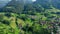 Typical small village in the Swiss Alps - aerial view