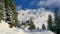 Typical snow landscapes in the Alps on a sunny winter day