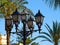 Typical Spanish decorated street lamp and lantern