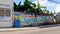 Typical street cityscape wall paintings of Playa del Carmen Mexico