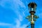 Typical Street Lamp in Malioboro with blue sky background and white cloud