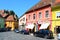 Typical street in the medieval town Sighisoara, Transylvania