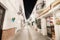 Typical street at night in the famous white village of Mijas, Malaga, Spain.