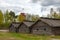 Typical swedish wooden houses - farmhouse yard,