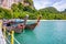 Typical thai boats over the sandy beach