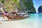 Typical Thai vessel used for tourists transport, moored on Ko Phi Phi Lee - Thailand