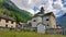 Typical Ticino stone church in Sonogno, Verzasca Valley, Switzerland.