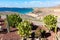 Typical tiny Canarian house with cactus garden on Papagayo beach on the island of Lanzarote, Canary Islands, Spain