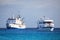 Typical tourist vessels anchored at Gardner Bay near Espanola Is