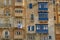 Typical and traditional colorful architecture and houses in Valletta in Malta