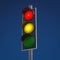 Typical traffic light shows red and yellow