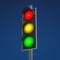 Typical traffic light shows red, yellow and green
