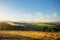 Typical Tuscany countryside landscape; sunset over rolling hills