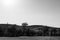 Typical Tuscany Val d`Orcia landscape, with isolated cypresses trees on curvy hills