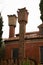 Typical Venetian buildings with large chimneys in Venice, Italy.